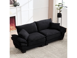 Sofá Cama Duplo Moderno BTFORUS com Colchão de Molas em Preto