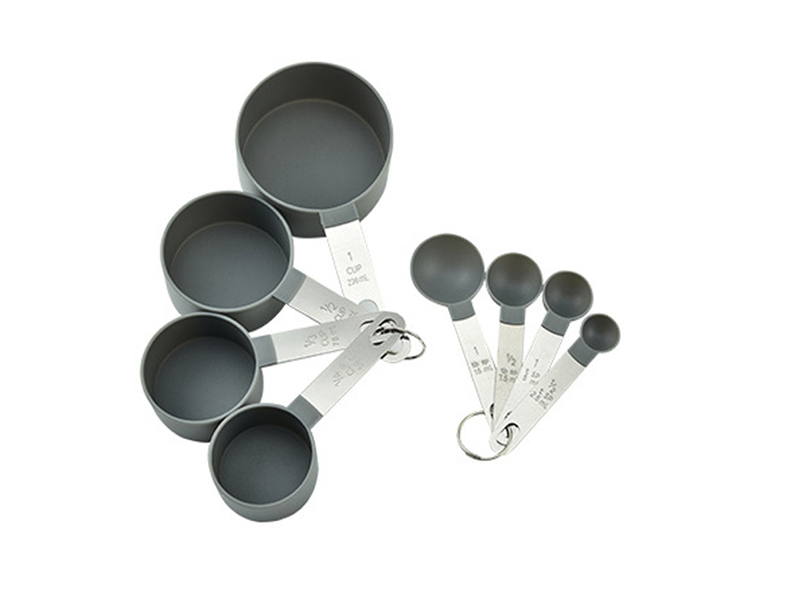 Conjunto de Copos e Colheres de Medição Alça de Aço Inoxidável Empilhável de 8 Peças Estilo Preciso de Colher de Sopa 3