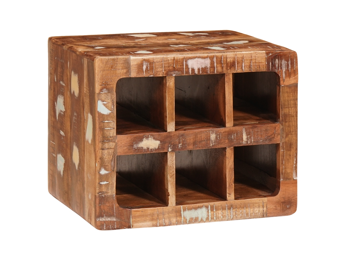 Conjunto 1 Armazenamento De Vinho Vidaxl Castanho Madeira Recuperada Maciça (44 X 30 X 35 Cm)