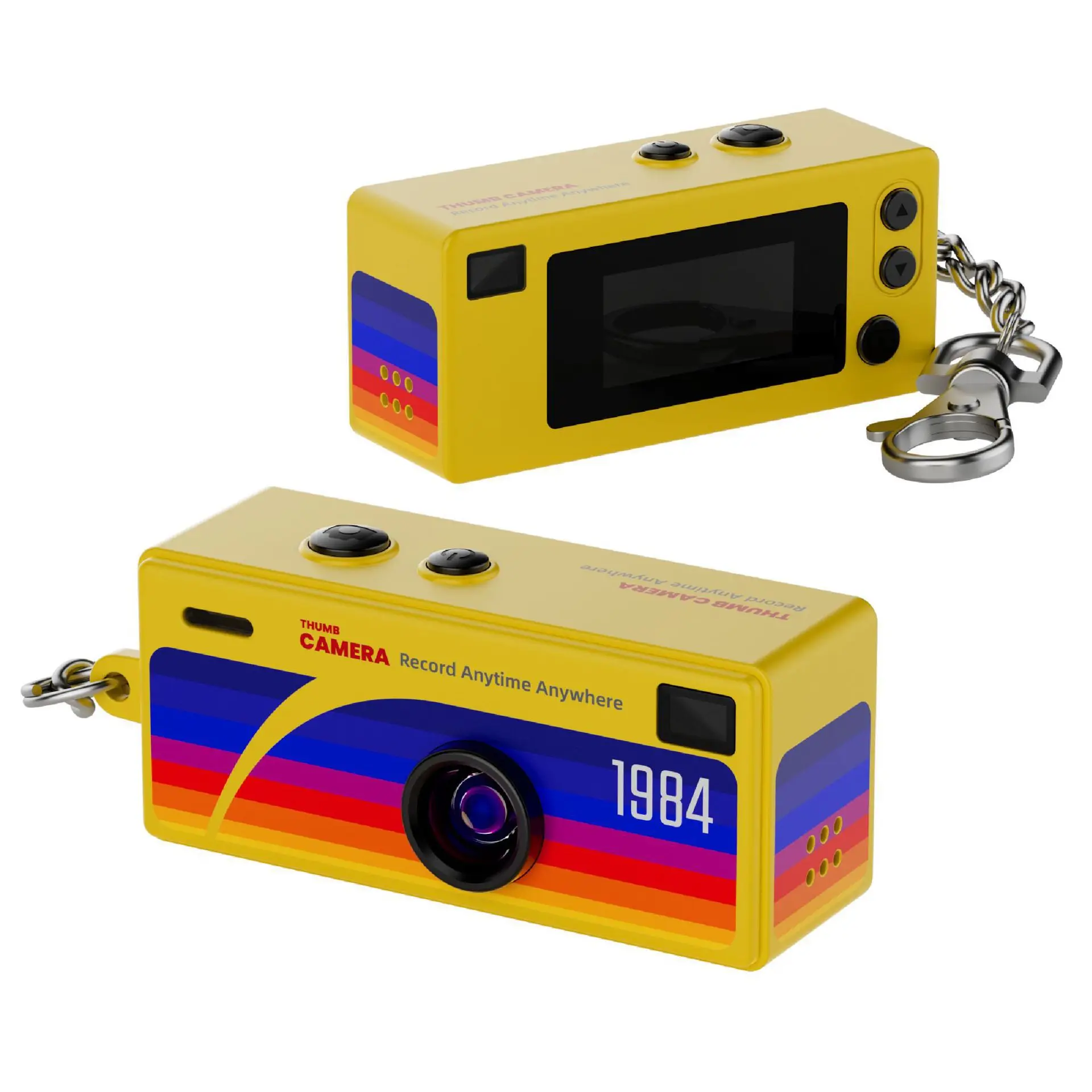 (amarelo - 64g) 0,96 Polegadas - Mini Câmera Retrô - 1080p - Filmadora Ultracompacta - Com Flash