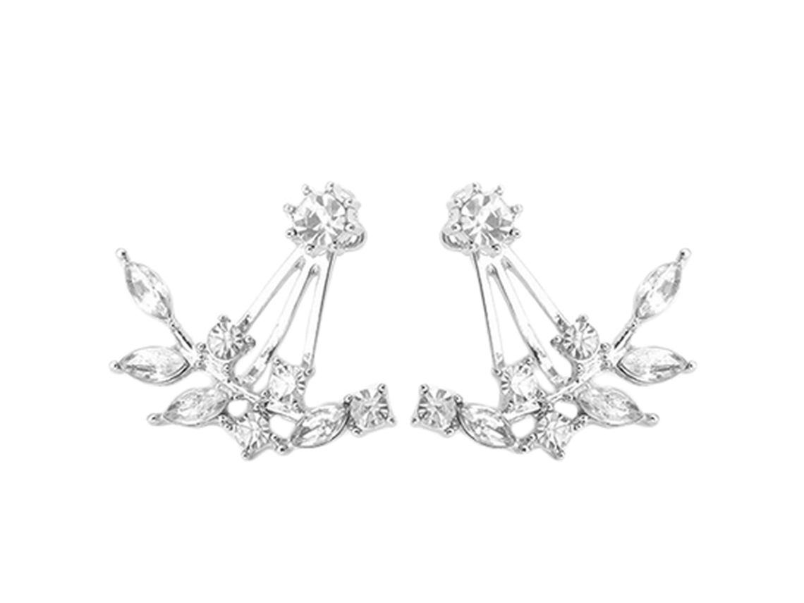 Brincos De Ouro Modelo Folha Com Cristal