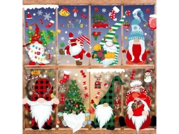 Autocolantes de janela de Natal, reutilizáveis, gnomos e Papai Noel NOVA LINE
