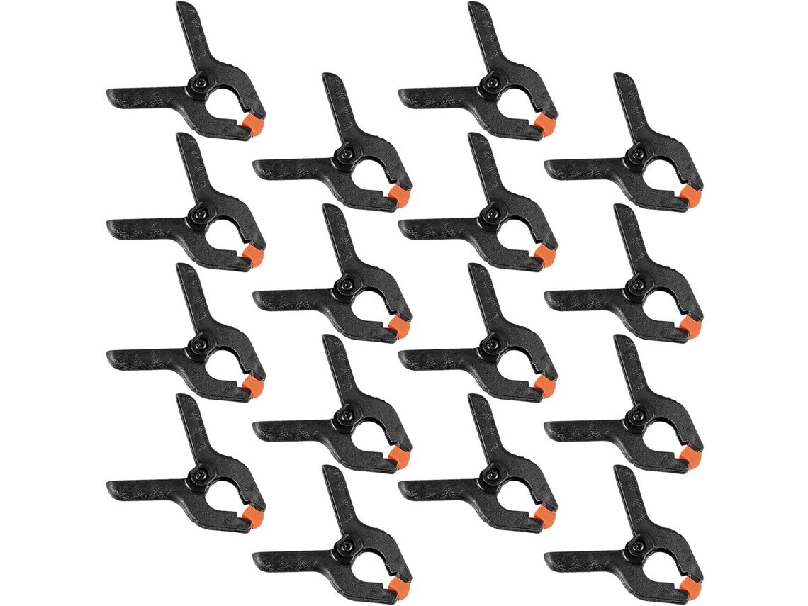 Conjunto de 50 Clips Mola Pretas Tipo A em Plástico para Fundos Fotográficos e de Vídeo, Ideais Fundos de