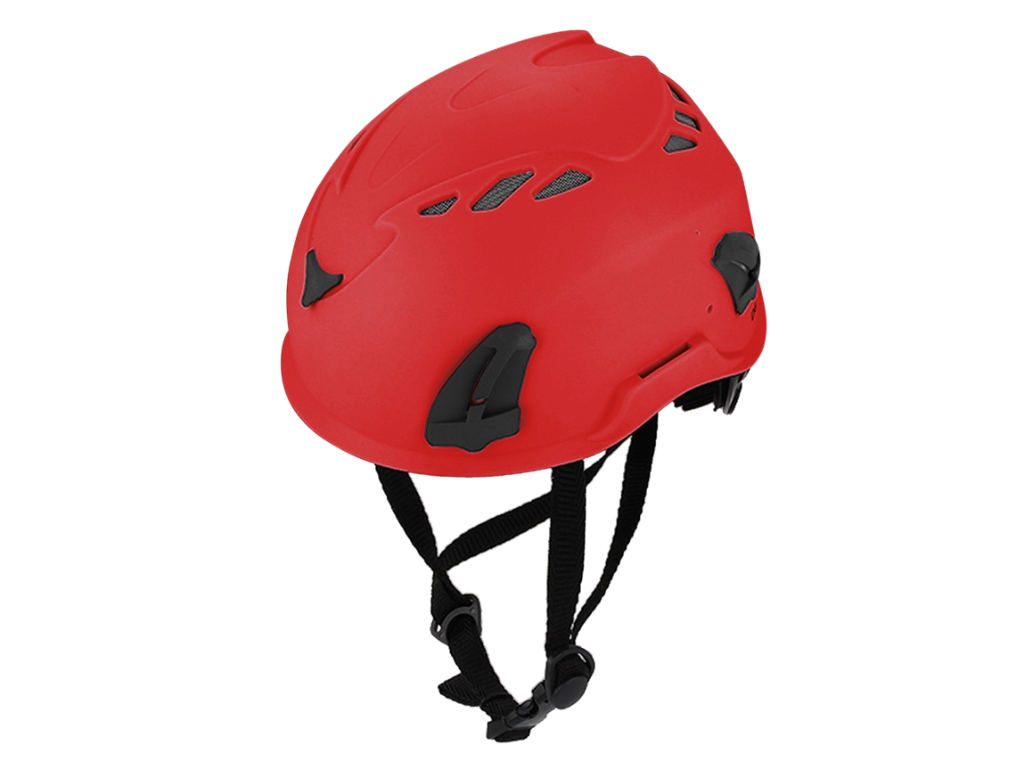 Capacete de Escalada com Lanterna e Acessórios Vermelho