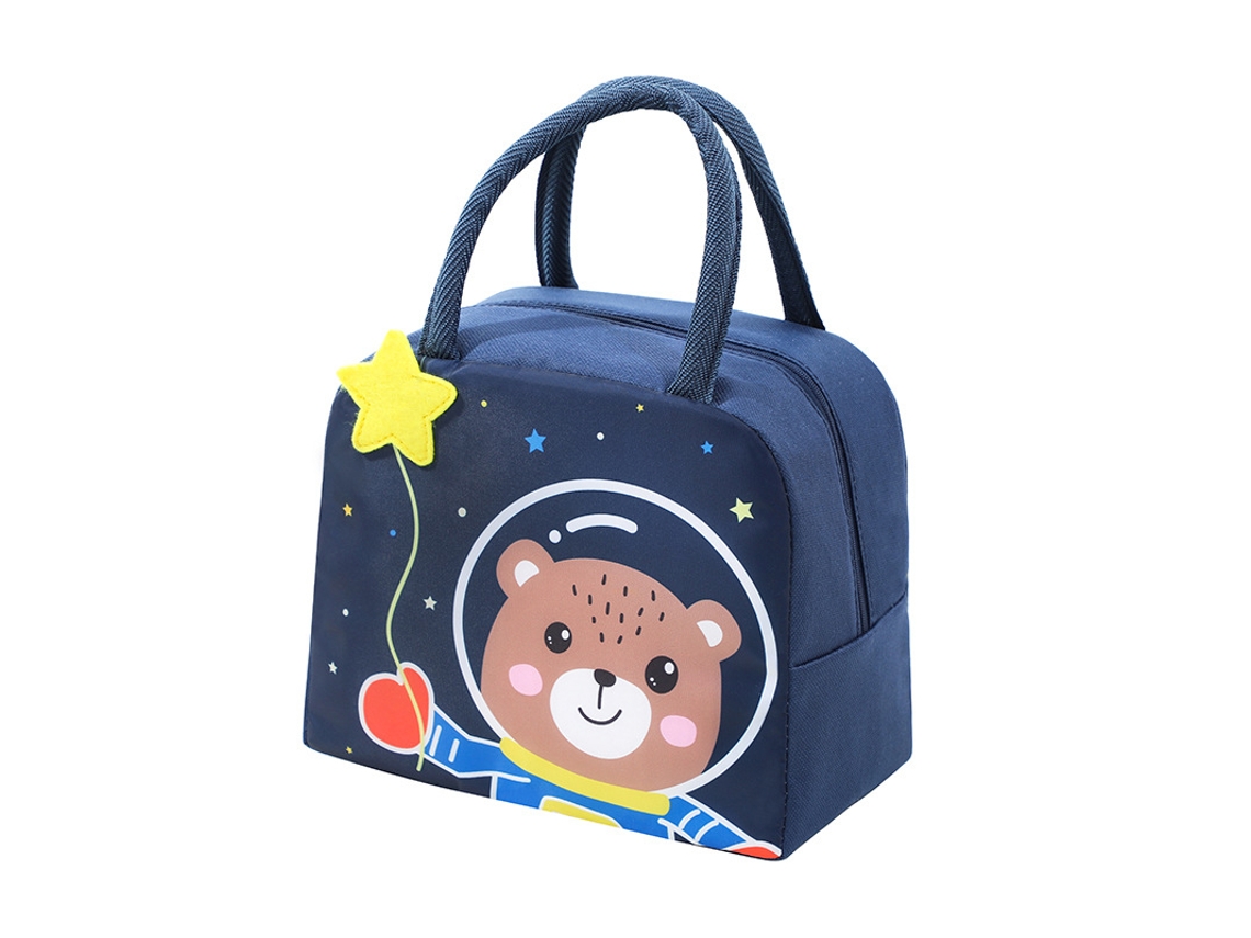 Lancheira Infantil (urso Espacial), Estampa De Animais Em 3d, Impermeável E Térmica, Ideal Para Piqueniques E Atividades Ao Ar Livre.