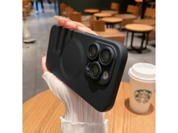 Capa Para Iphone 17 Pro Max Na Cor Metálica Preta Fosca Magnética Em Silicone Fosco Com Proteção Total.