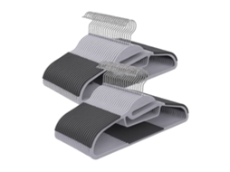 Cabides Relaxdays, Conjunto De 50, Antiderrapante, Com Barra, Abertura Em U, Suporte Para Gravatas, Compactos, Cinza