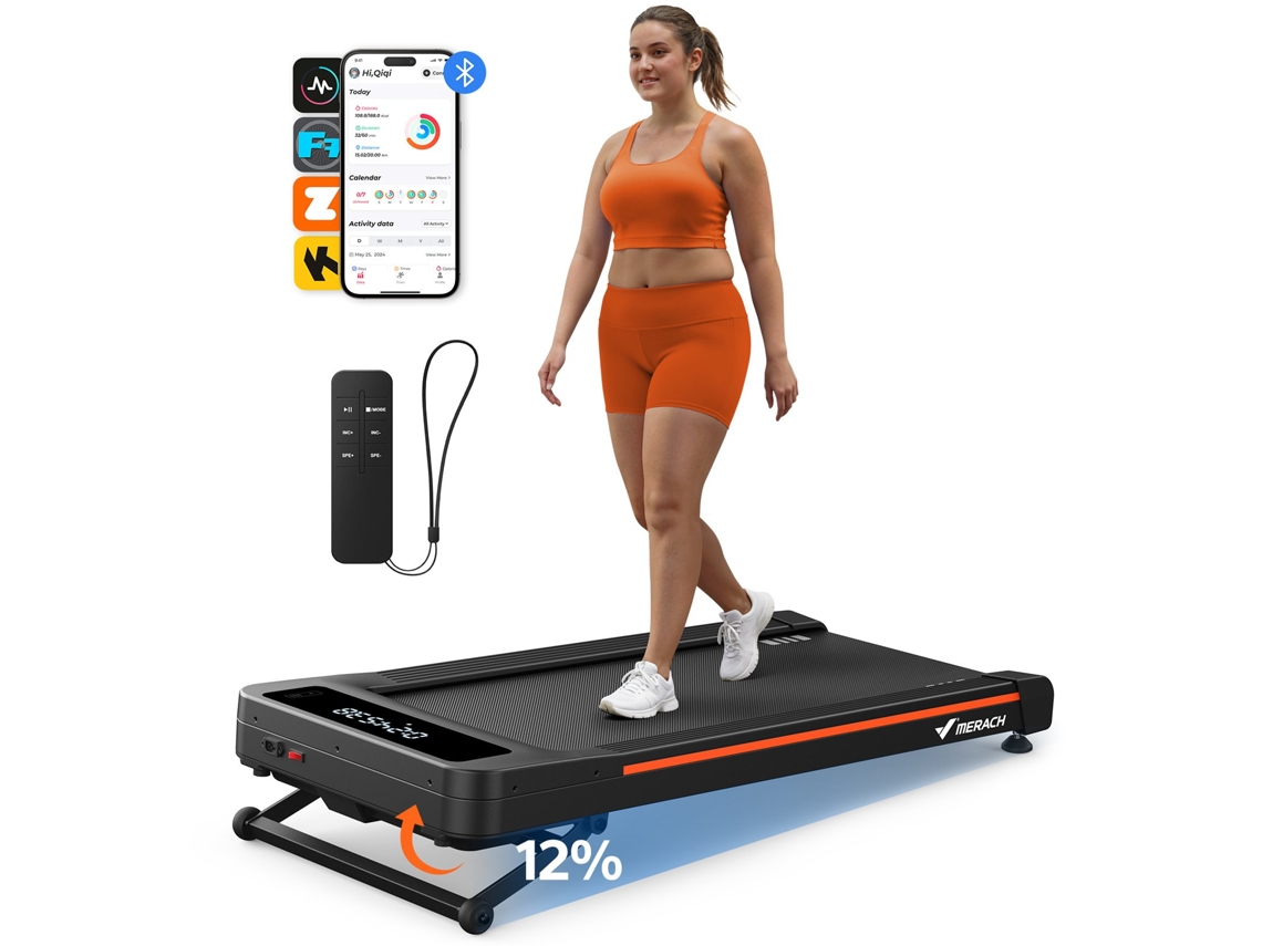Passadeira de Corrida Eléctrica MERACH, Ecrã LED, Bluetooth, APP, Inclinação Automática, Esteira larga, Silenciosa,150kg, para Casa e Oficina, Preto