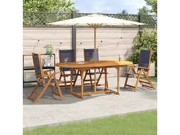 Vidaxl 5 Pcs Conjunto De Jantar Para Jardim Acácia Maciça E Textilene