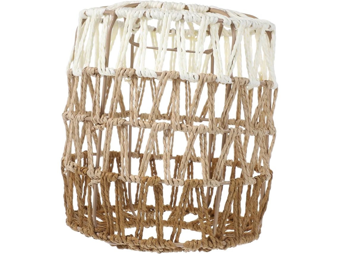 Lustre De Vime Estilo Campestre Com Cúpula, Luminária Pendente Rústica Trançada.