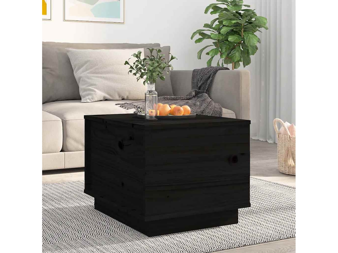 Vidaxl Mesa De Centro 40x50x35 Cm Madeira De Pinho Maciça Preto