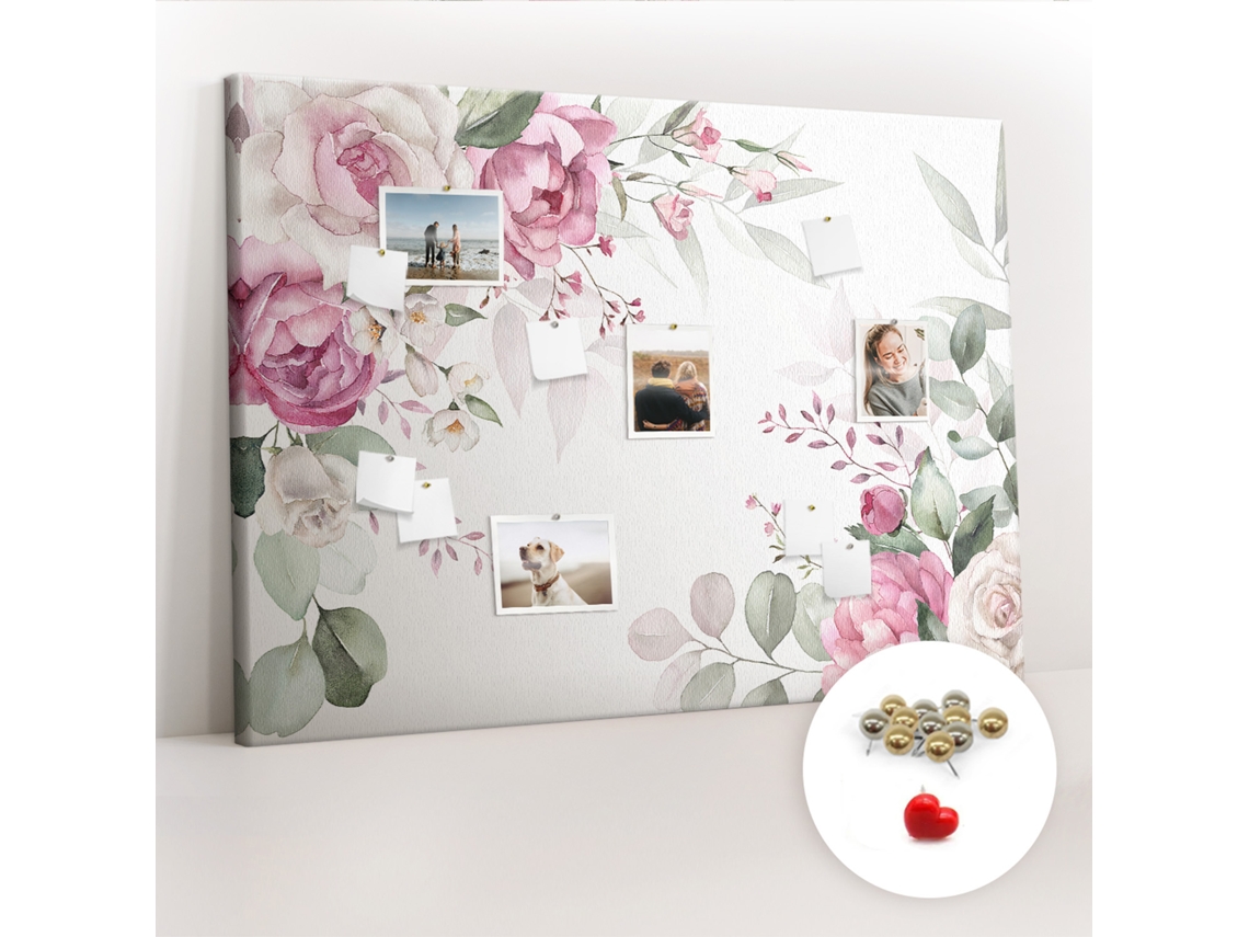 Quadro De Cortiça Com Impressão Moldura Floral Para O Escritório Espelharte (140x100 Cm)