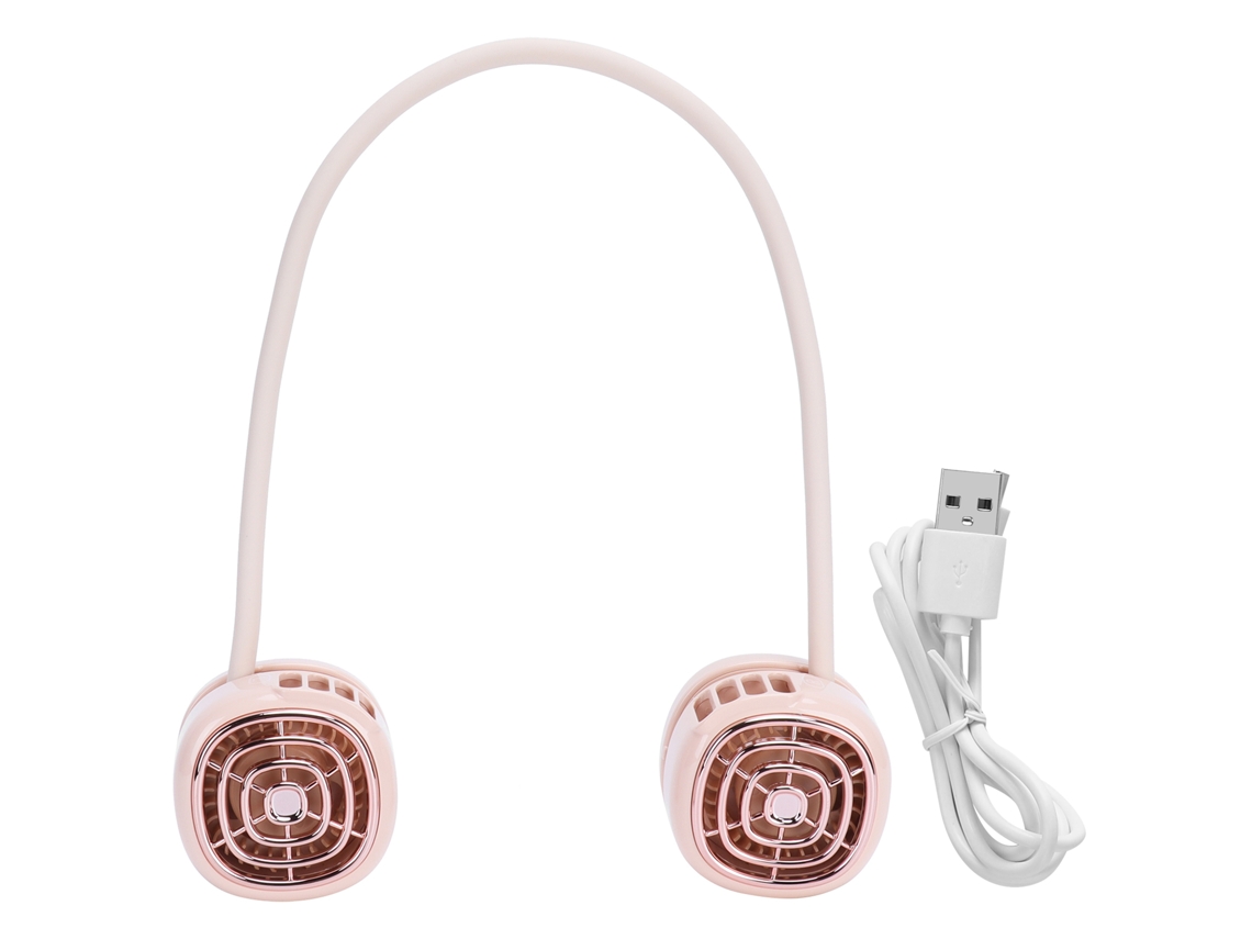 Ventilador de Pescoço Portátil Usb Recarregável Rosa