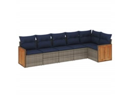 Conjunto de Sofá de Jardim, 6 Peças, Almofadas, Rattan Cinza MAISON EXCLUSIVE