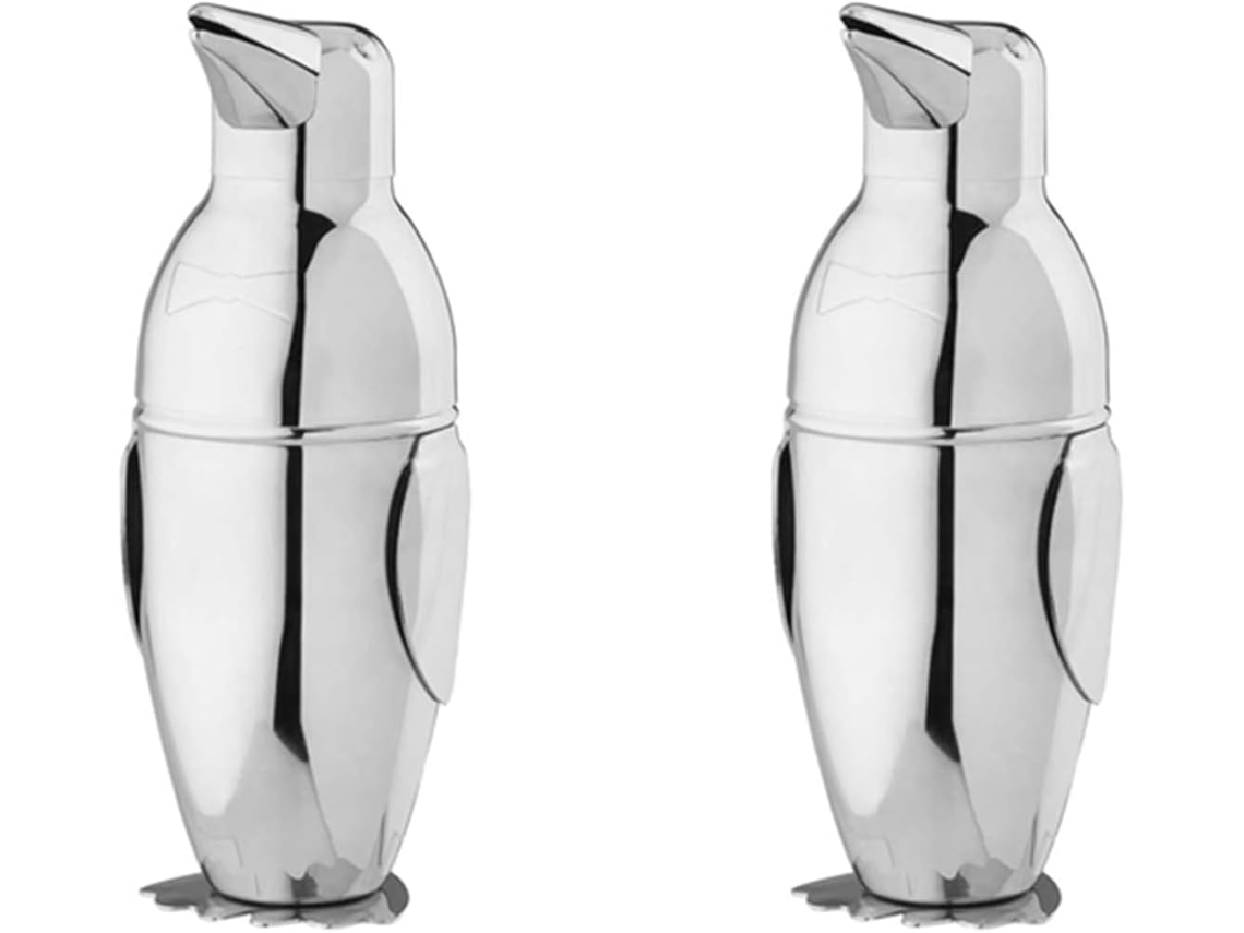 Conjunto De 2 Coqueteleiras De Aço Com Design De Pinguim