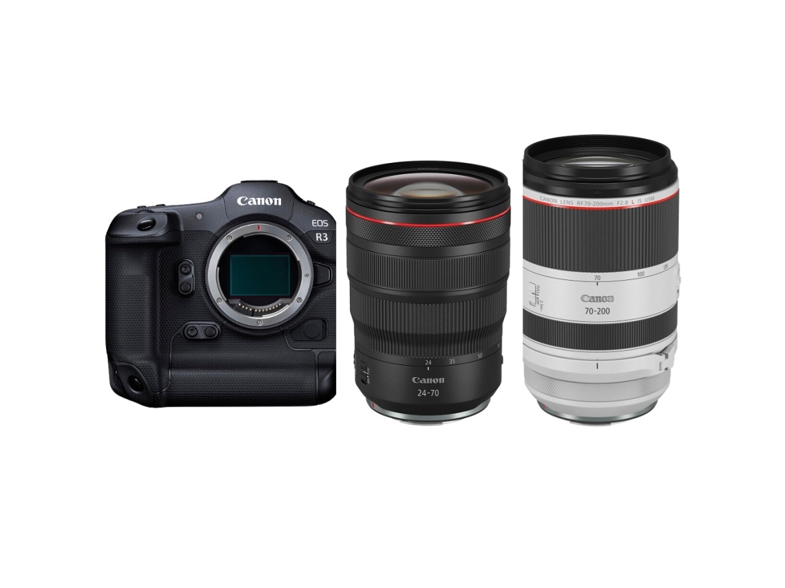 Eos R3 + Rf 24 70mm F/2.8 L Is Usm + Rf 70 200mm F/2.8 L Is Usm Máquina Fotográfica Profissional + Ebook Pricedirect CANON