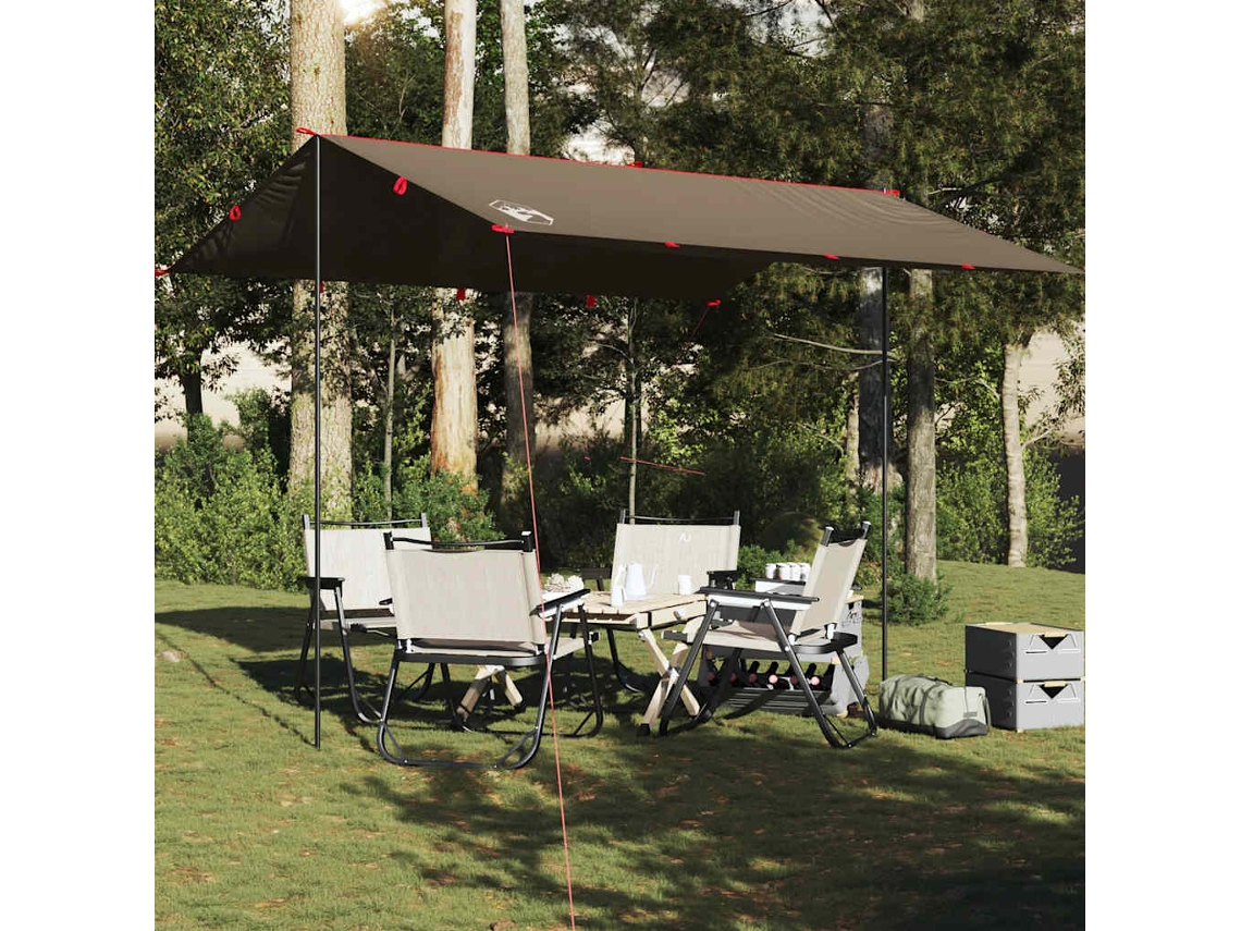 Vidaxl Lona De Campismo 366x306 Cm Impermeável Castanho