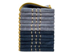 Conjunto de 12 Peças Toalhas de Mão em Fleece Coral, Macias e Absorventes,cinza e Azul Escuro,34x34cm GERTIZ