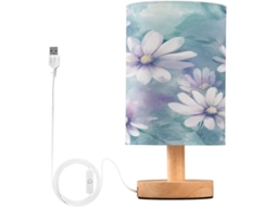 Abajur De Cabeceira Daisy Para Quarto, Luminária De Cabeceira Led, Luminária De Leitura Com Portas Usb E Cúpula Tecido