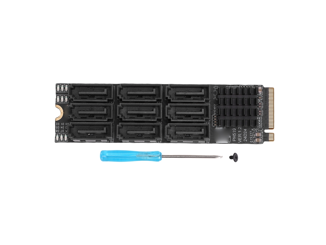 Placa Adaptadora M.2 Nvme M Key Pcie3.0 X2 Para 9 Portas Serial Ata 3.0