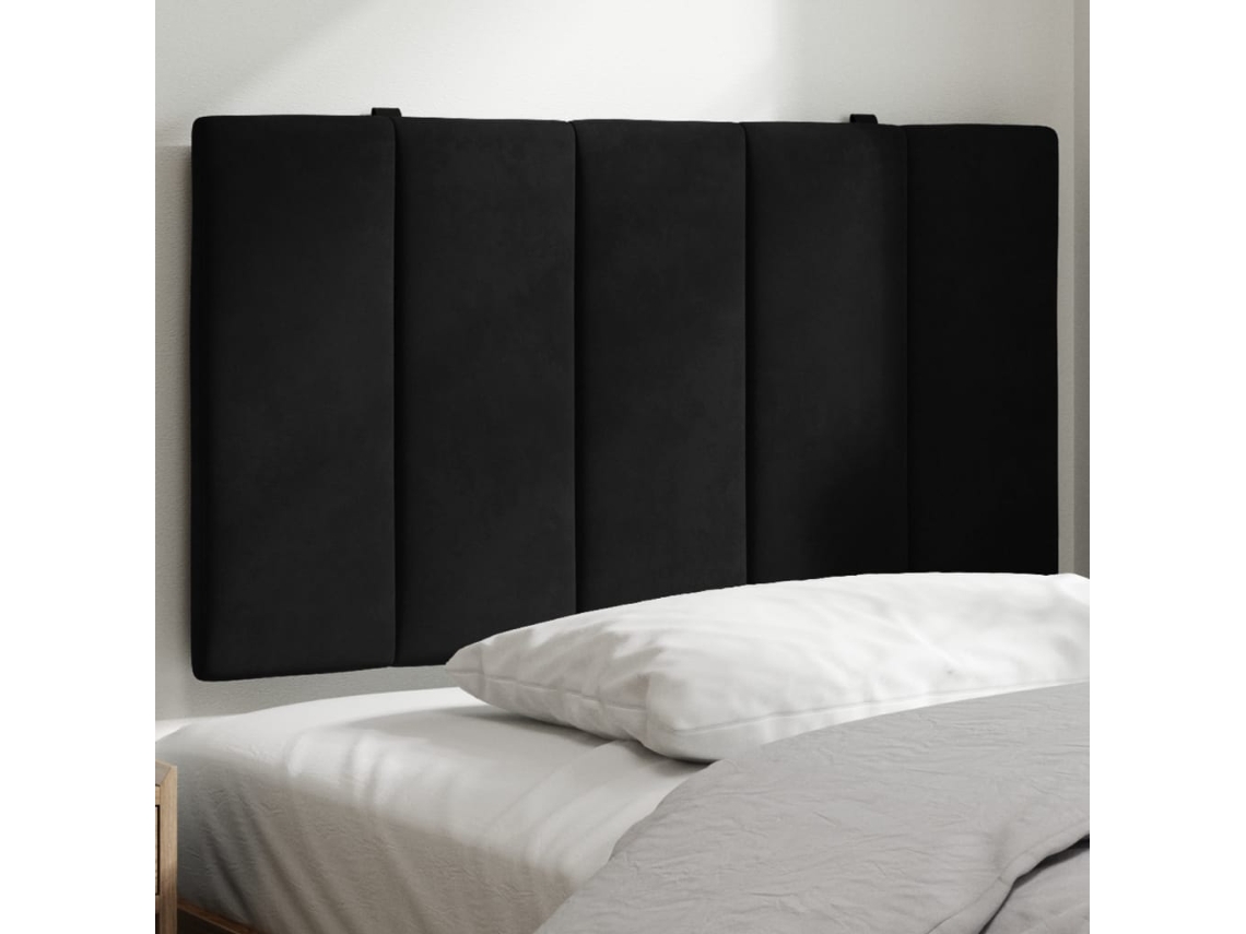 Cojín para cabecero de terciopelo negro de 90 cm