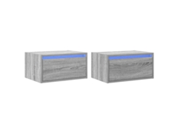 Conjunto de mesas de cabeceira de parede com luzes LED Cinzento Sonoma MAISON EXCLUSIVE