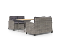 Maison Exclusive - 3 Pcs Conjunto Jantar P/ Jardim C/ Almofadões Vime Pe Cinzento