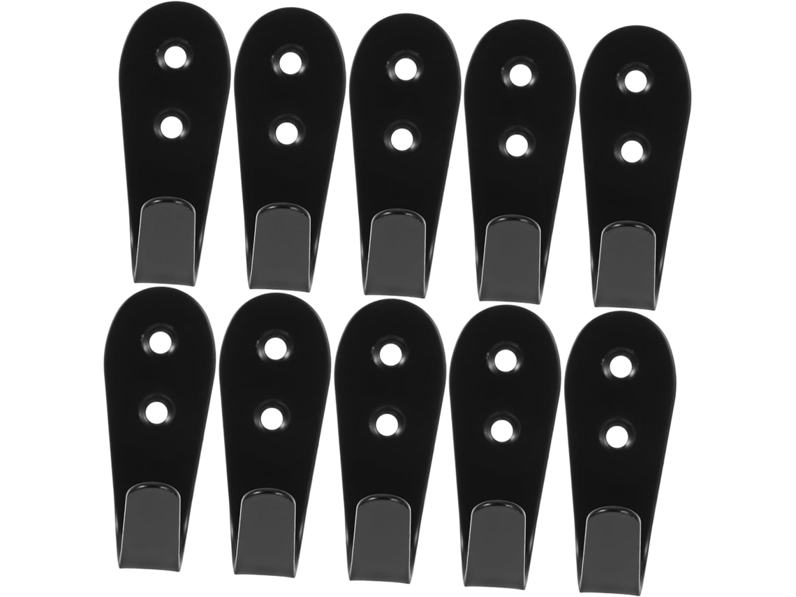Conjunto De 12 Ganchos Parede Em Aço Inoxidável Preto, Resistentes, Pa
