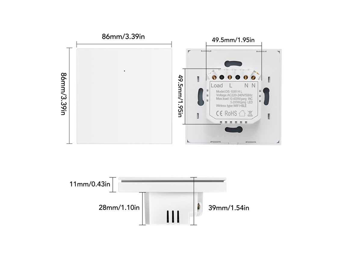 Interruptor Wifi Smart Laxiscreed Com Controlo Por Voz E Timer Via App Para Casa Inteligente