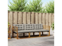 Vidaxl Conjunto De Sofás Para Exterior 3 Pcs Cinza Natural E Claro
