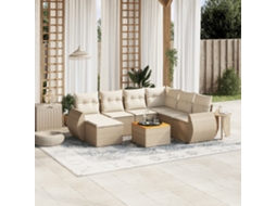 Pcs Conjunto De Sofás P/ Jardim Com Almofadões Vime Pe Bege Dkd Home Decor
