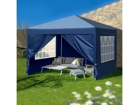 Tenda de jardim dupla de 33 m, 2 portas, 2 janelas, à prova d'água, azul, barraca de acampamento iluminada