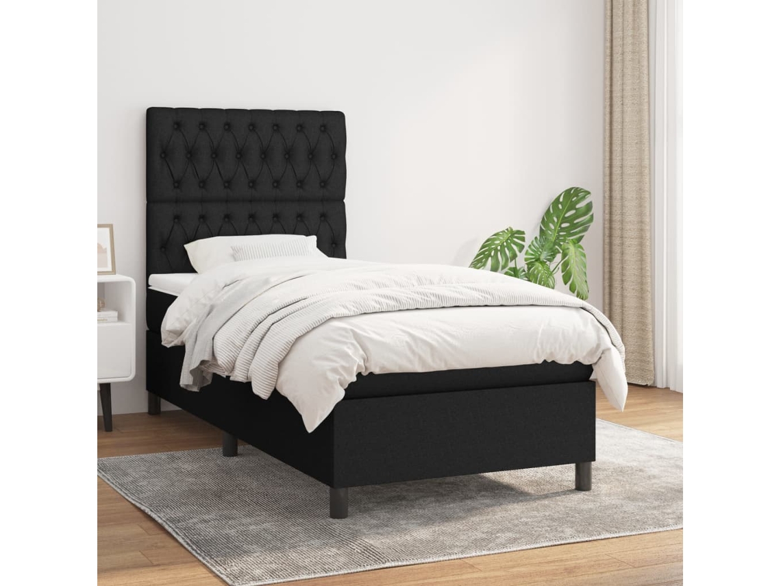Vidaxl Cama Com Molas/colchão 100x200 Cm Tecido Preto