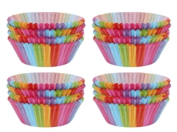 Formas para muffins Lurelia, 100 unidades, coloridas, arco-íris, para muffins e cupcakes.