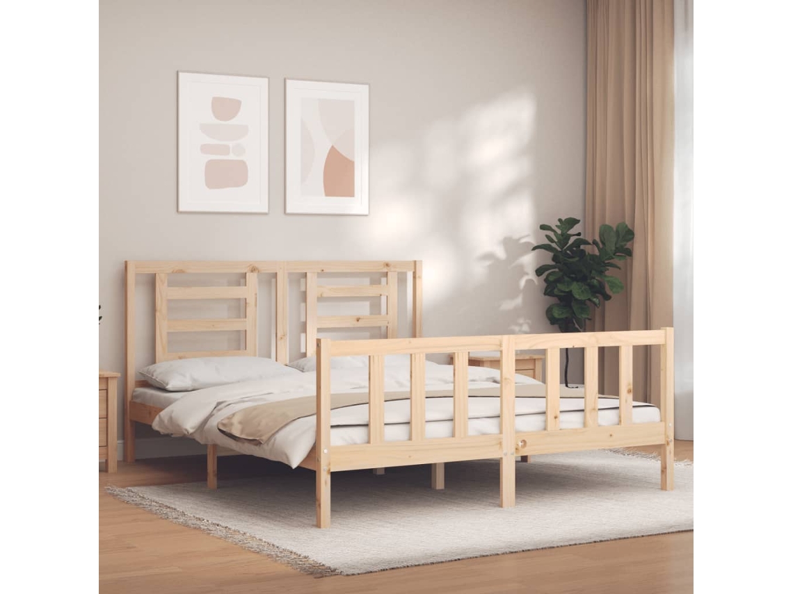 Cama Sem Colchão 160x200 Cm Madeira De Pinho Maciça