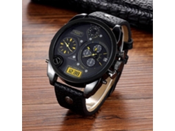 Relógio Masculino Cagarny 6822 Com Calendário Diário, Pulseira, Duplo Fuso Horário, Mostrador Grande E Movimento De Quartzo.