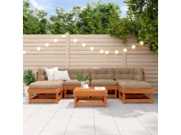 Vidaxl Conjunto De Lounge De Jardim 7 Unid. Castanho Encerado