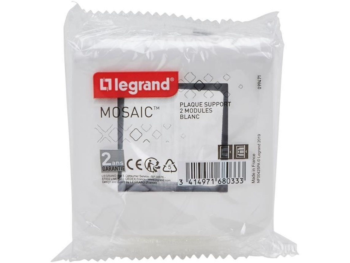 Placa Suporte De Garras Em Mosaico 2 Módulos Branco Legrand