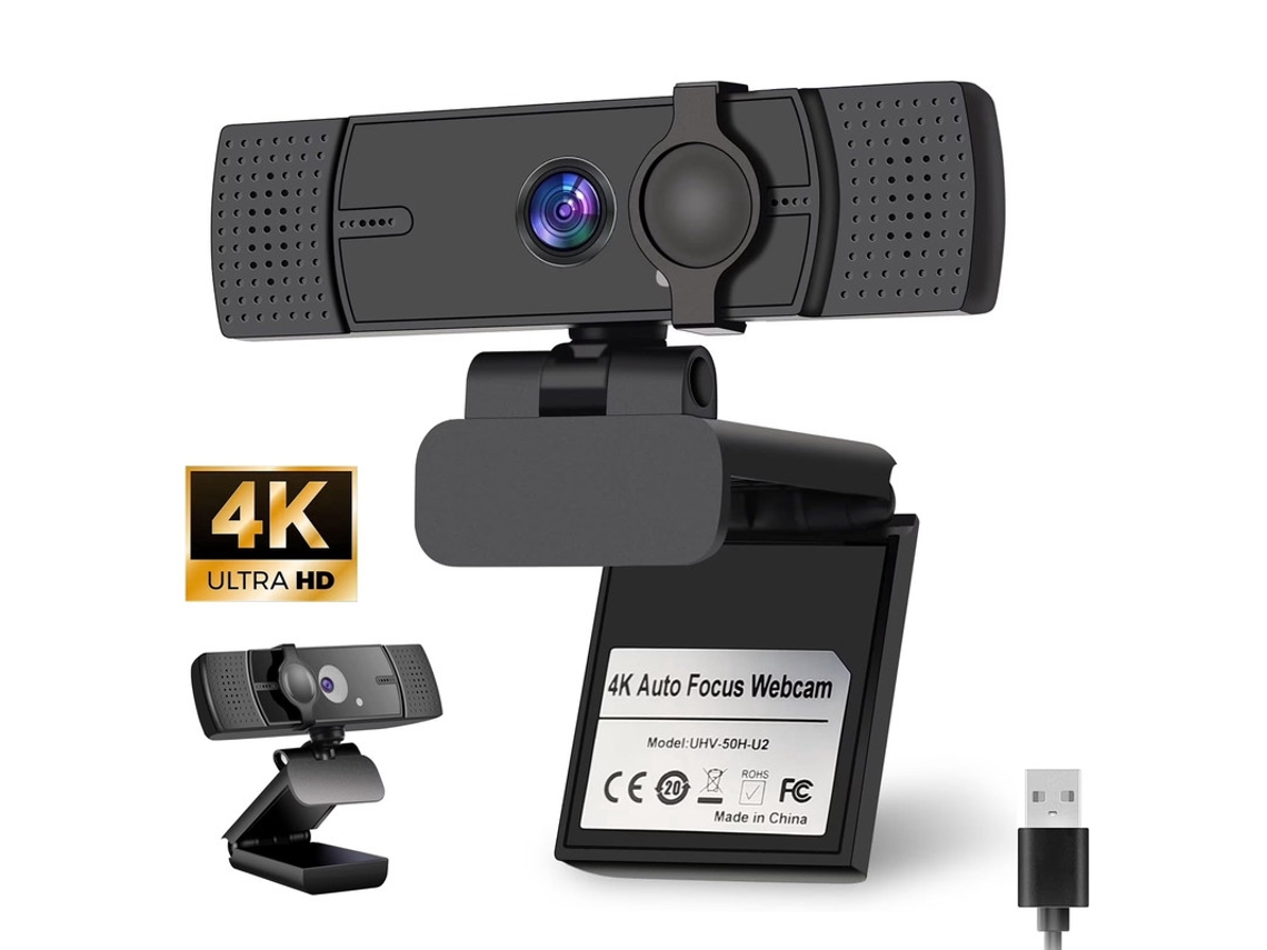 Webcam 4k Uhd Com Foco Automático, Dois Microfones Com Cancelamento De Ruído E Tampa De Privacidade (preta)