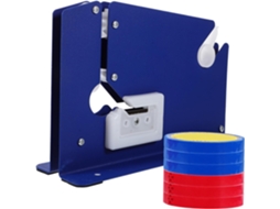 Dispensador de fita adesiva Cabilock com 6 rolos de 12 mm para sacolas, cortador de metal, cor aleatória, ideal para uso em sacolas.