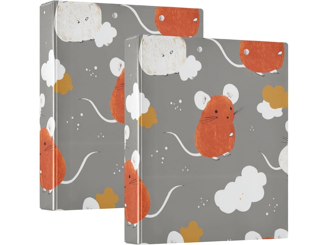 Pasta Escolar Oliver Jeffers Style Mouse Rust De 1 Polegada E Meia Com 3-carimbos Prancheta Pacote 2-pasta Estética