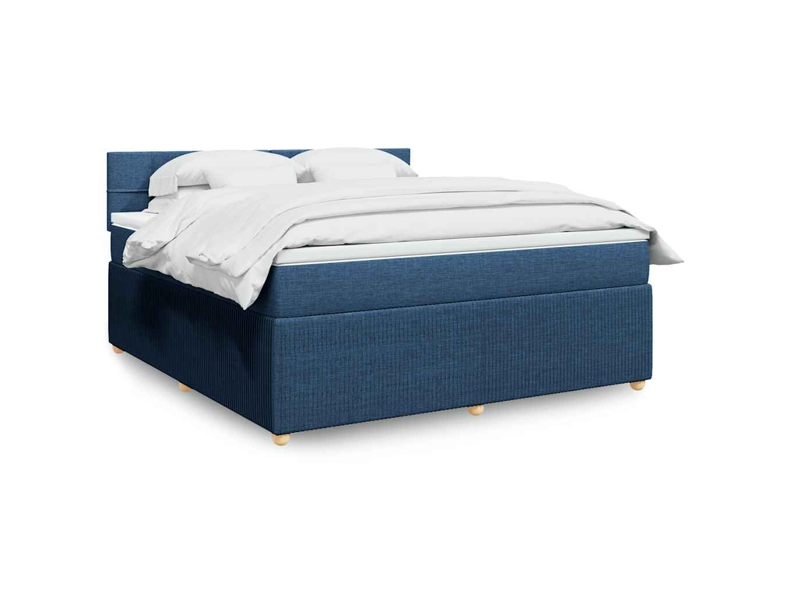 Vidaxl Cama Com Molas/colchão 180x200 Cm Tecido Azul
