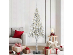 Vidaxl Árvore De Natal Com 300 Leds Com Suporte Branco 180 Cm Pe E Aço