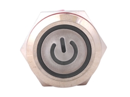 Interruptor De Botão Push Self Locking 1no 1nc 9~30v Dc 19mm Com Luz Azul Aço Inoxidável