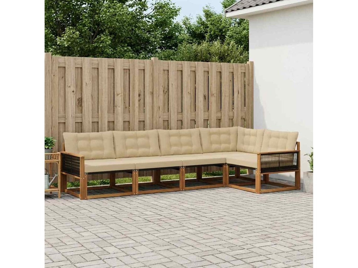 Vidaxl Conjunto De Sofás Para Exterior 5 Pcs Natural E Bege