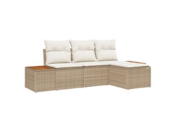 Conjunto 4 Conjunto De Sofás Para Exterior Vidaxl Bege Vime Pe (239 X 117 X 85 Cm)