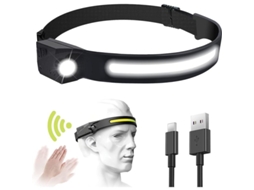 Lanterna frontal Linjou, LED recarregável USB, impermeável, 5 modos, para camping, ciclismo, pesca