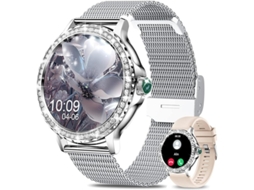 Relógios inteligentes para mulheres, rastreador de fitness HD de 1,3 polegadas com monitor de pressão arterial e frequência cardíaca, Bluetooth Bestvite