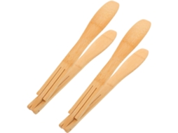 Conjunto De 2 Pinças Bambu Natural Kallory Para Grelhar E Cortar Queijo, Reutilizáveis E Elegantes, Ideais Para Servir