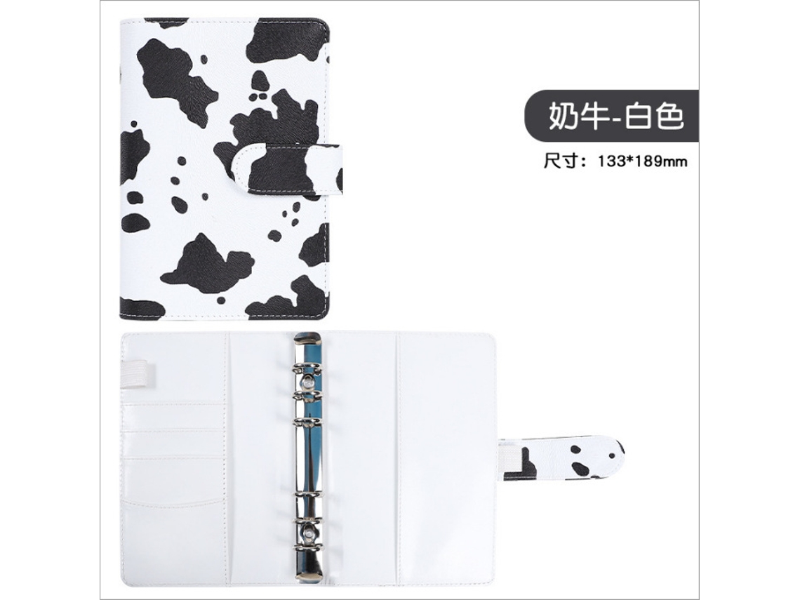 A6 Leopard Print Pu Leather Loose Leaf Journal Notebook Cover Milk